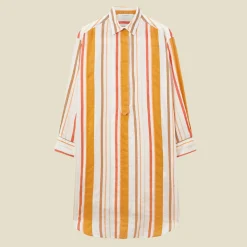 Femme Pomandère Robes-- Robe chemise rayée - Orange