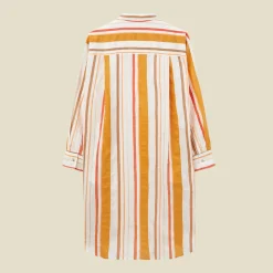 Femme Pomandère Robes-- Robe chemise rayée - Orange