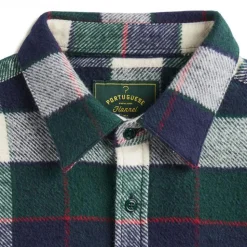 Homme Portuguese Flannel Chemises-- Chemise Bottle - Vert
