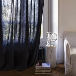 2100 GAZEX Rideaux En Gaze De Coton|Rideaux En Lin Lavé-Rideau en gaze de coton - Gris Fusain