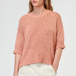 Femme Roberto Collina Mailles-- T-Shirt en Maille - Peche