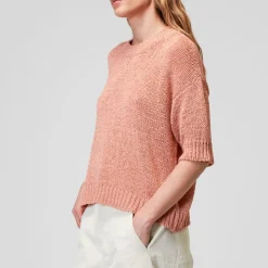 Femme Roberto Collina Mailles-- T-Shirt en Maille - Peche