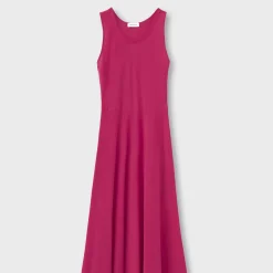 Femme ROSSO 35 Robes-Rosso35 - Robe sans manches avec ceinture en crêpe de chine - Fuchsia