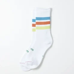 Femme ROTOTO Chaussettes|Chaussettes-- Chaussettes 3 bandes - Bleu/Orange/Vert