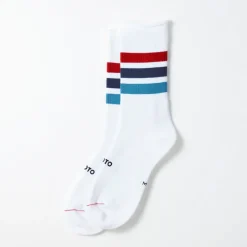 Femme ROTOTO Chaussettes|Chaussettes-- Chaussettes 3 bandes - Rouge/Marine/Bleu
