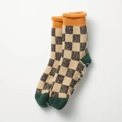 Femme Rototo Chaussettes|Chaussettes-- Chaussettes à Damier - & Vert