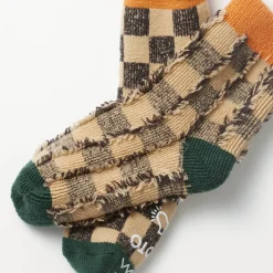 Femme Rototo Chaussettes|Chaussettes-- Chaussettes à Damier - & Vert