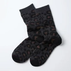 Femme ROTOTO Chaussettes|Chaussettes-- Chaussettes Léopard - Charbon
