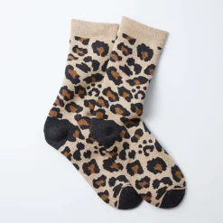 Femme ROTOTO Chaussettes|Chaussettes-- Chaussettes Léopard - Ivoire