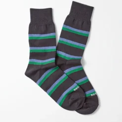 Femme ROTOTO Chaussettes|Chaussettes-- Chaussettes Rayées - Charbon