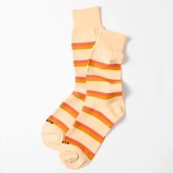 Femme ROTOTO Chaussettes|Chaussettes-- Chaussettes Rayées - Pêche