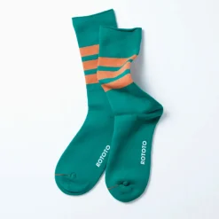 Femme Rototo Chaussettes|Chaussettes-- Chaussettes Rayées - & Orange