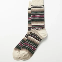 Femme Rototo Chaussettes|Chaussettes-- Chaussettes tapisserie mexicaine - Vert/Rose