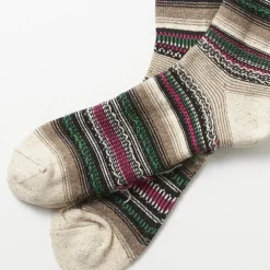 Femme Rototo Chaussettes|Chaussettes-- Chaussettes tapisserie mexicaine - Vert/Rose