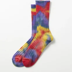 Femme Rototo Chaussettes|Chaussettes-- Chaussettes Tie and dye - Rouge/Jaune/Bleu
