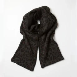 Femme ROTOTO Foulards & Echarpes|Foulards & Echarpes-- Echarpe Réversible Léopard- Charbon