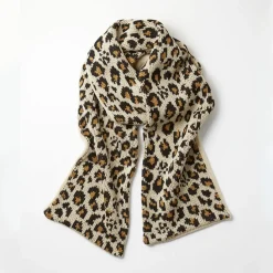 Femme ROTOTO Foulards & Echarpes|Foulards & Echarpes-- Echarpe Réversible Léopard- Ivoire