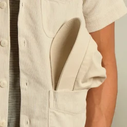 Homme Save Khaki United Chemises-- Chemise manches courtes - Ecru