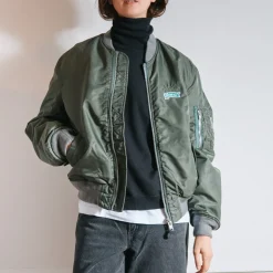 Femme Schott L'esprit Merci|Vestes-x Merci - Bomber Vintage - Vert