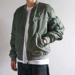 Femme Schott L'esprit Merci|Vestes-x Merci - Bomber Vintage - Vert