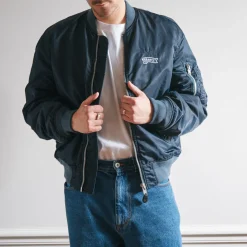 Femme Schott L'esprit Merci|Vestes-x Merci - Bomber Vintage - Marine