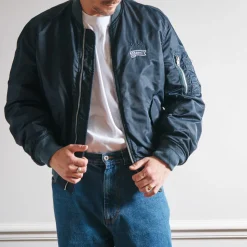 Femme Schott L'esprit Merci|Vestes-x Merci - Bomber Vintage - Marine