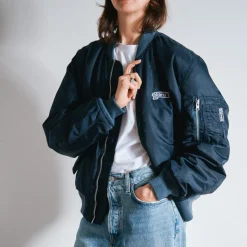 Femme Schott L'esprit Merci|Vestes-x Merci - Bomber Vintage - Marine