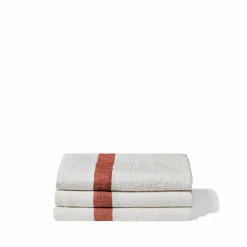 200 LINTEX Serviettes De Table|Serviettes De Bain En Lin-Serviette de bain en lin - Nid d'abeille - Bande Rouge Urushi