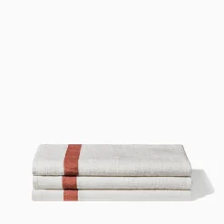 200 LINTEX Serviettes De Table|Serviettes De Bain En Lin-Serviette de bain en lin - Nid d'abeille - Bande Rouge Urushi
