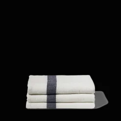 200 LINTEX Serviettes De Table|Serviettes De Bain En Lin-Serviette de bain en lin - Nid d'abeille - Bande Bleu Encre