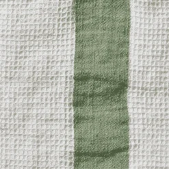 200 LINTEX Serviettes De Table|Serviettes De Bain En Lin-Serviette de bain en lin - Nid d'abeille - Bande Vert d'Anduze