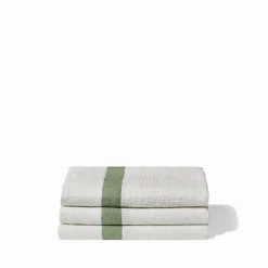200 LINTEX Serviettes De Table|Serviettes De Bain En Lin-Serviette de bain en lin - Nid d'abeille - Bande Vert d'Anduze