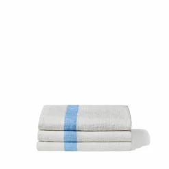 200 LINTEX Serviettes De Table|Serviettes De Bain En Lin-Serviette de bain en lin - Nid d'abeille - Bande Bleu Tyrrhénien