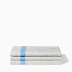 200 LINTEX Serviettes De Table|Serviettes De Bain En Lin-Serviette de bain en lin - Nid d'abeille - Bande Bleu Tyrrhénien