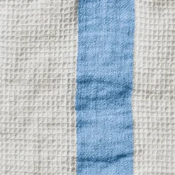 200 LINTEX Serviettes De Table|Serviettes De Bain En Lin-Serviette de bain en lin - Nid d'abeille - Bande Bleu Tyrrhénien
