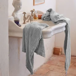 200 LINTEX Serviettes De Table|Serviettes De Bain En Lin-Serviette de bain en lin - Waffle - Gris Vésuve