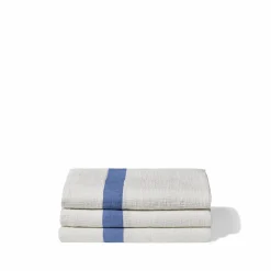 200 LINTEX Serviettes De Table|Serviettes De Bain En Lin-Serviette de bain en lin - Nid d'abeille - Bande Bleu Paros