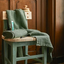 200 LINTEX Serviettes De Table|Serviettes De Bain En Lin-Serviette de bain en lin - Waffle - Vert d'Anduze