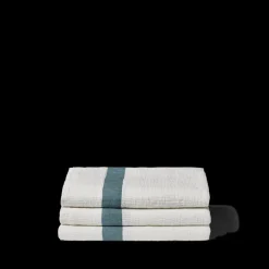 200 LINTEX Serviettes De Table|Serviettes De Bain En Lin-Serviette de bain en lin - Nid d'abeille - Bande Bleu Pétrole