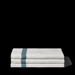 200 LINTEX Serviettes De Table|Serviettes De Bain En Lin-Serviette de bain en lin - Nid d'abeille - Bande Bleu Pétrole