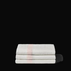 200 LINTEX Serviettes De Table|Serviettes De Bain En Lin-Serviette de bain en lin - Nid d'abeille - Bande Beige Rosé