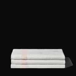 200 LINTEX Serviettes De Table|Serviettes De Bain En Lin-Serviette de bain en lin - Nid d'abeille - Bande Beige Rosé