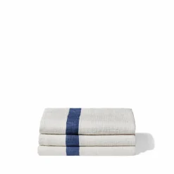 200 LINTEX Salle De Bain : Esprit Japonais|Serviettes De Table-Serviette de bain en lin - Nid d'abeille - Bande Bleu Shibori