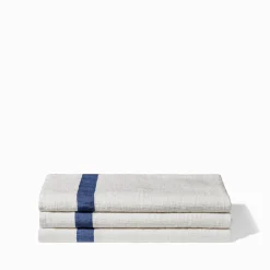 200 LINTEX Salle De Bain : Esprit Japonais|Serviettes De Table-Serviette de bain en lin - Nid d'abeille - Bande Bleu Shibori