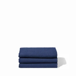 200 LINTEX Salle De Bain : Esprit Japonais|Serviettes De Table-Serviette de bain en lin - Nid d'abeille - Bleu Shibori
