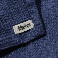 200 LINTEX Salle De Bain : Esprit Japonais|Serviettes De Table-Serviette de bain en lin - Nid d'abeille - Bleu Shibori