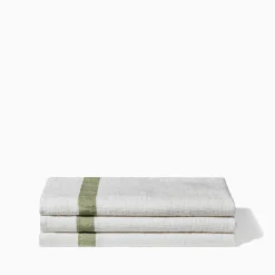 200 LINTEX Salle De Bain : Esprit Japonais|Serviettes De Table-Serviette de bain en lin - Nid d'abeille - Bande Vert Komorebi