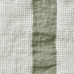 200 LINTEX Salle De Bain : Esprit Japonais|Serviettes De Table-Serviette de bain en lin - Nid d'abeille - Bande Vert Komorebi