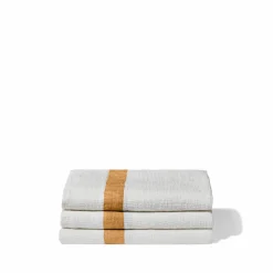 200 LINTEX Salle De Bain : Esprit Japonais|Serviettes De Table-Serviette de bain en lin - Nid d'abeille - Bande Jaune Asahi