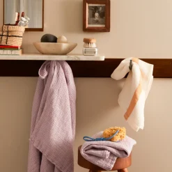 200 LINTEX Salle De Bain : Esprit Japonais|Serviettes De Table-Serviette de bain en lin - Nid d'abeille - Bande Jaune Asahi